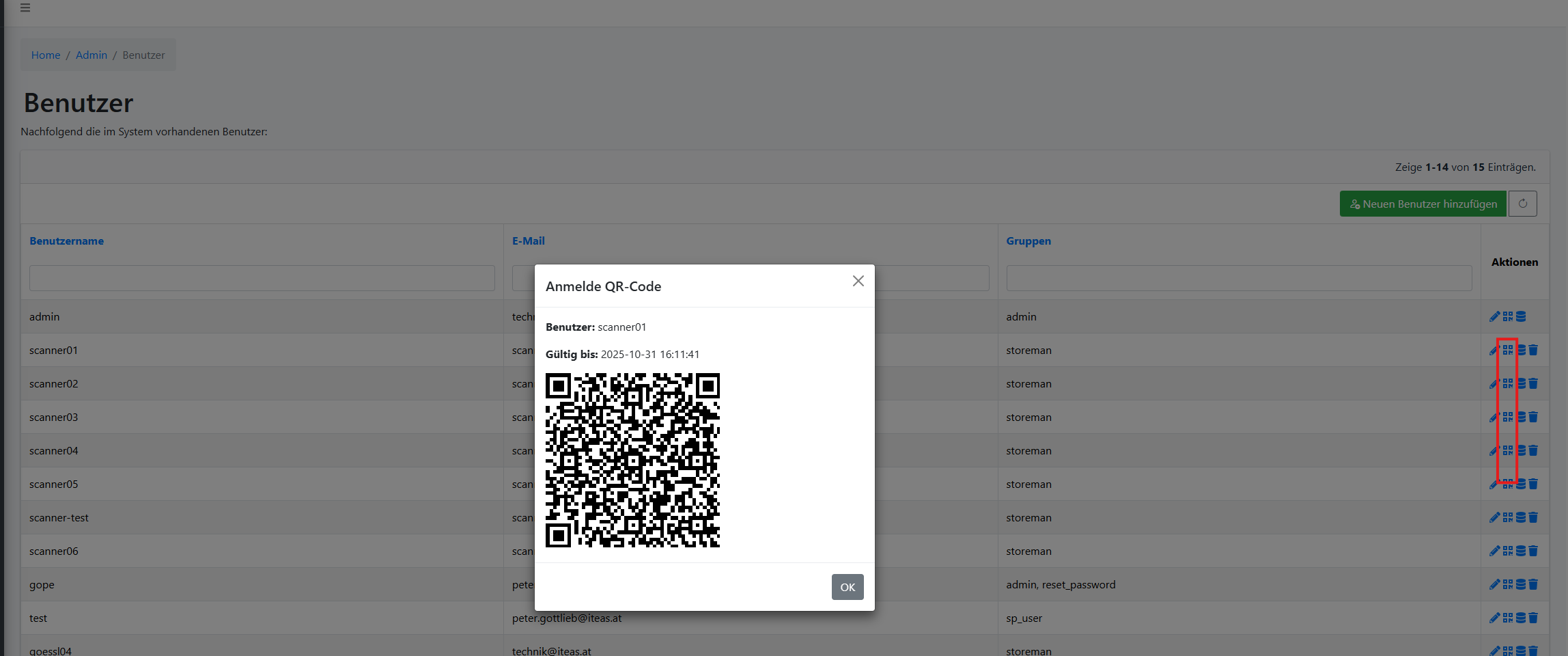 QR-Code für Login