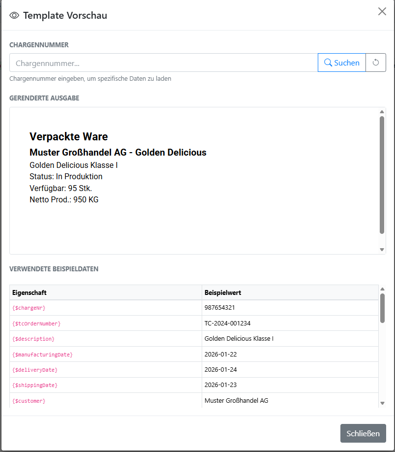 Template-Preview Modal